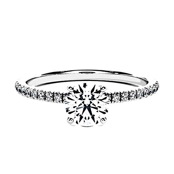 Engagement Ring White Gold - 0.35ct Diamonds - Model N°3013 Brilliant, Pavé