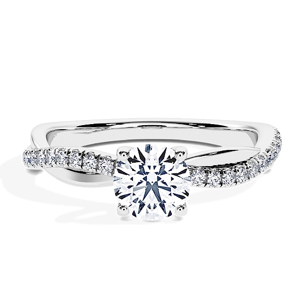 Engagement Ring White Gold - 0.60ct Diamonds - Model N°3016 Brilliant, Pavé