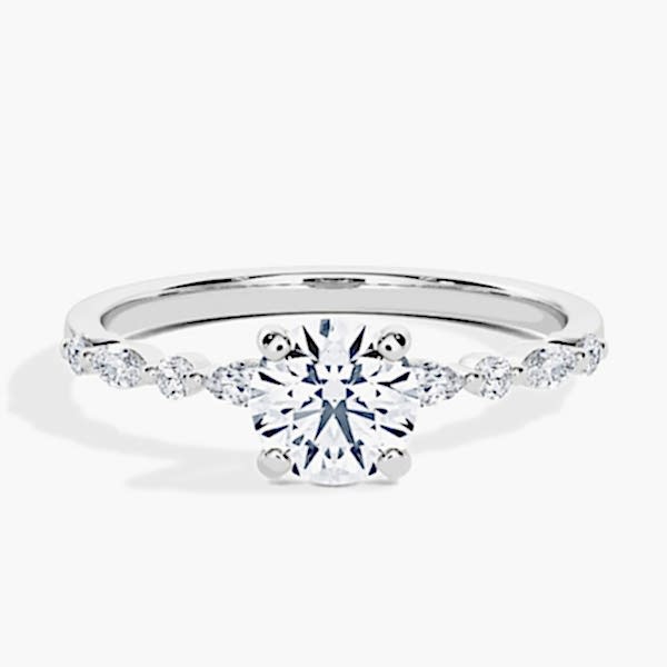 Engagement Ring White Gold - 0.54ct Diamonds - Model N°3018 Brilliant, Side-Stone
