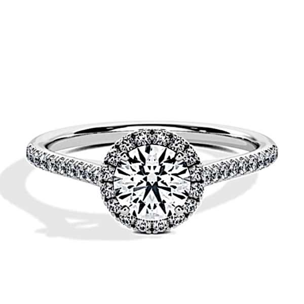 Engagement Ring White Gold - 0.62ct Diamonds - Model N°3408 Brilliant, Halo, Pavé