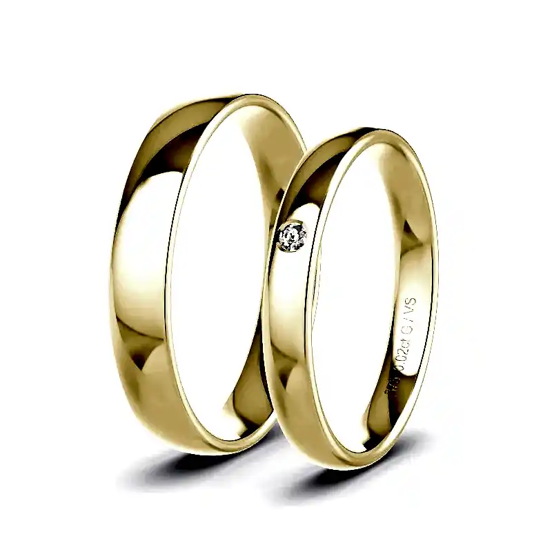 Wedding Rings Yellow Gold - 0.02ct Diamonds - Model N°1731