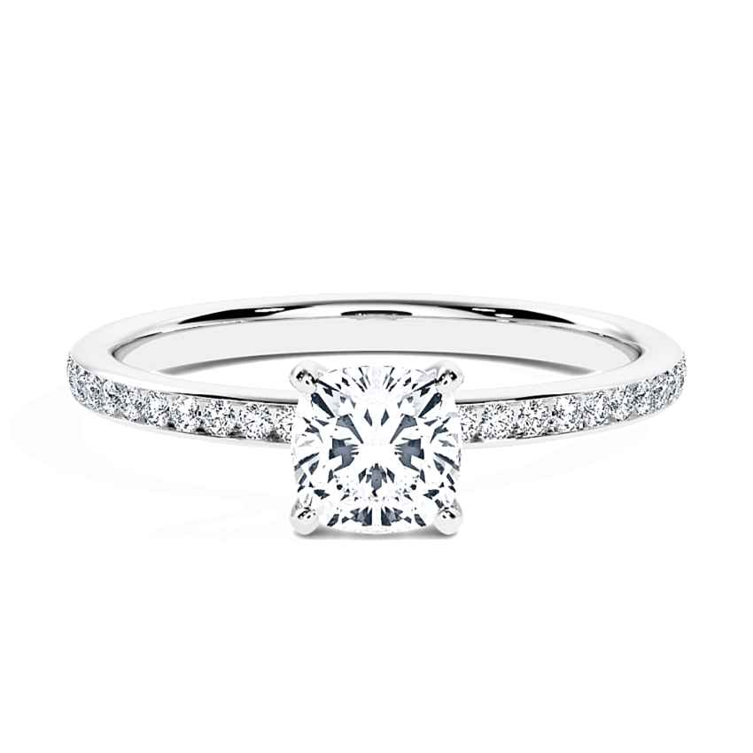Engagement Ring White Gold - 0.70ct Diamonds - Model N°3013 Cushion, Channel