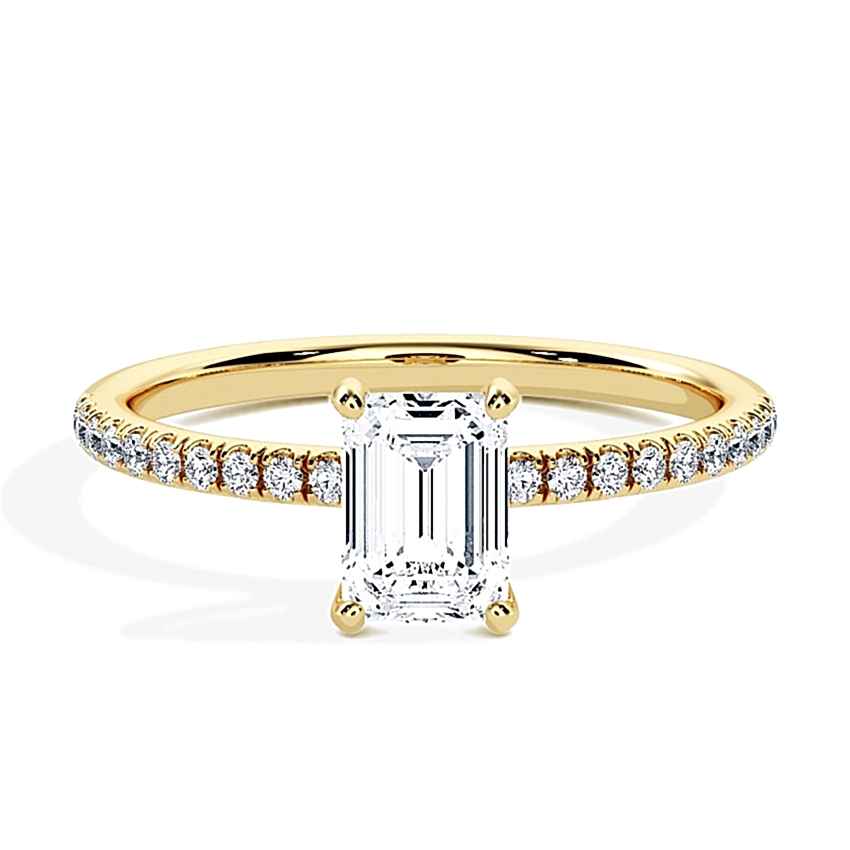 Engagement Ring Yellow Gold - 0.50ct Diamonds - Model N°3013 Emerald, Pavé