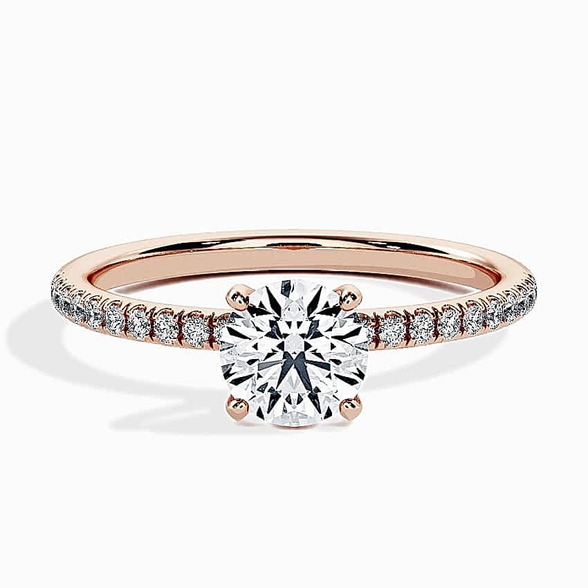 Engagement Ring Apricot Gold - 0.35ct Diamonds - Model N°3013 Brilliant, Pavé