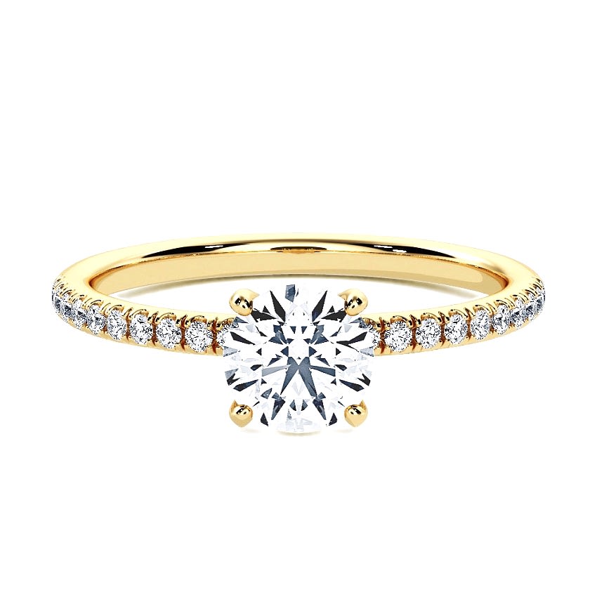 Engagement Ring Yellow Gold - 0.35ct Diamonds - Model N°3013 Brilliant, Pavé