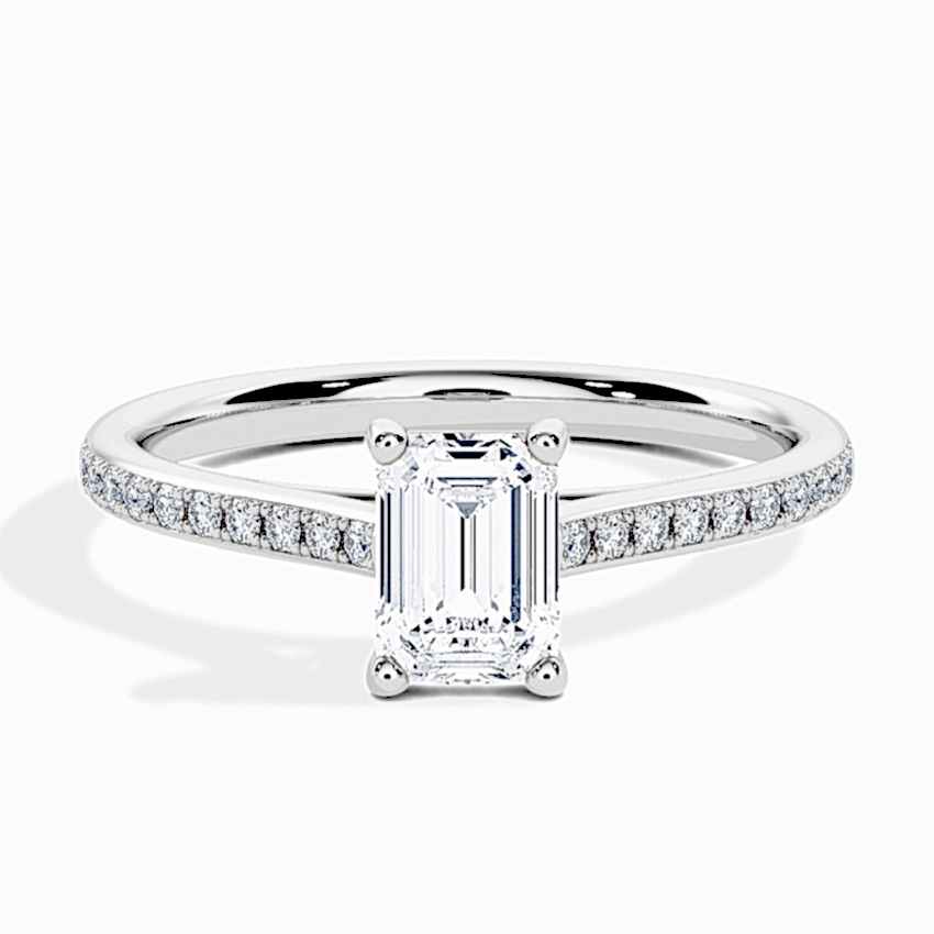 Engagement Ring Silver - 0.50ct Diamonds - Model N°3015 Emerald, Pavé