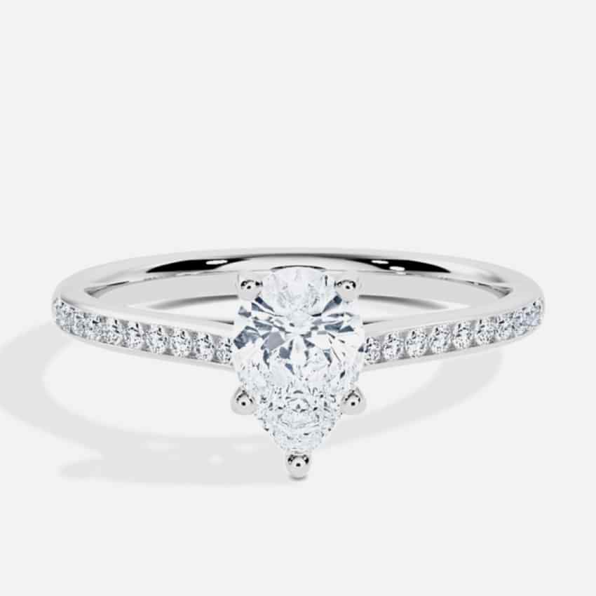 Engagement Ring White Gold - 0.50ct Diamonds - Model N°3015 Pear, Channel