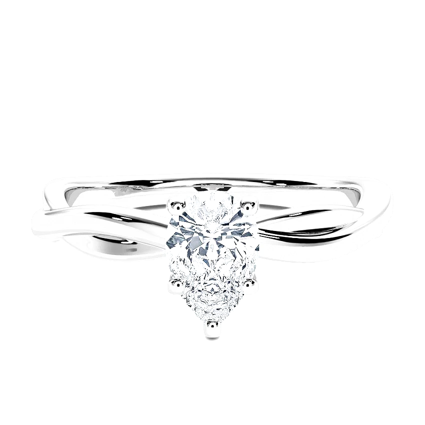 Engagement Ring White Gold - 0.30ct Diamonds - Model N°3016 Pear, Solitaire