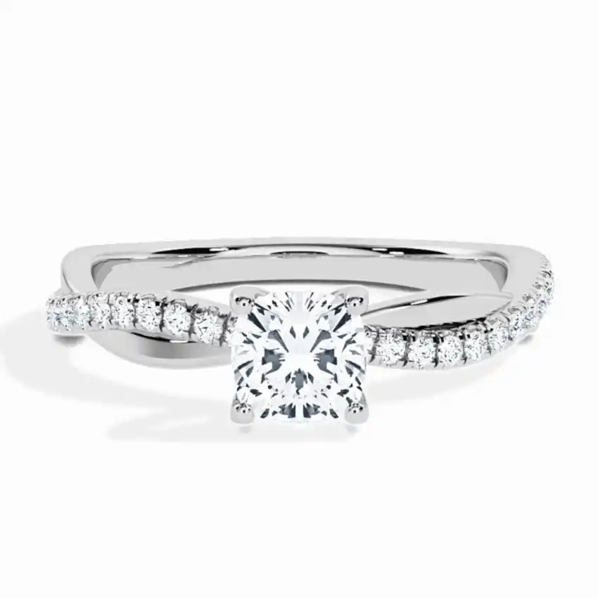 Engagement Ring Palladium - 0.80ct Diamonds - Model N°3016 Cushion, Pavé
