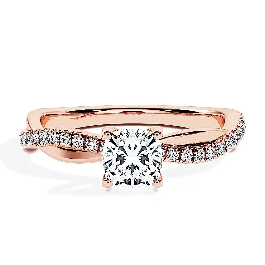 Engagement Ring Rose Gold - 0.80ct Diamonds - Model N°3016 Cushion, Pavé