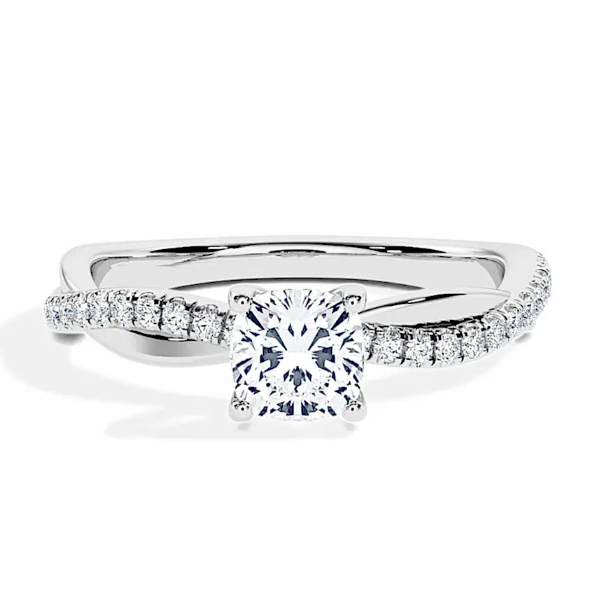 Engagement Ring White Gold - 0.80ct Diamonds - Model N°3016 Cushion, Pavé