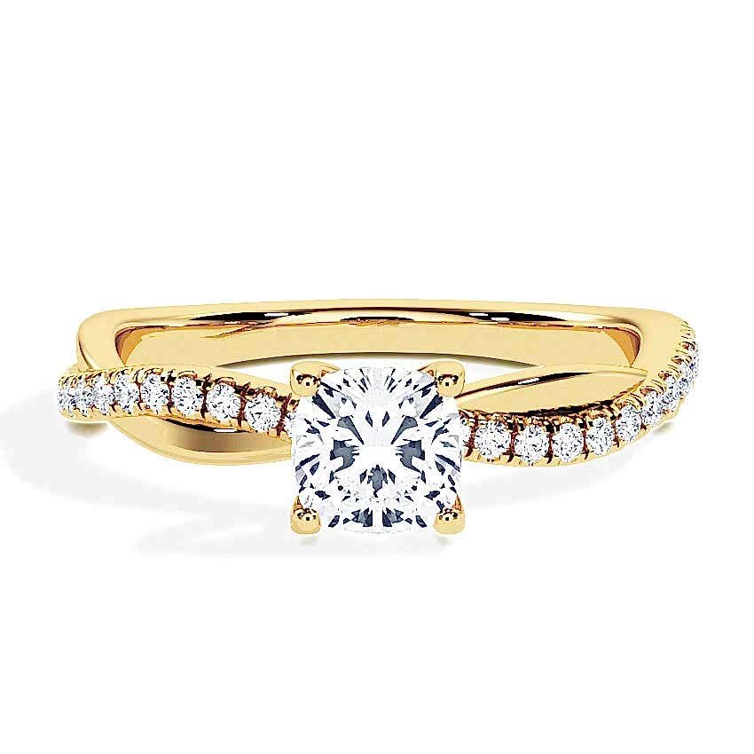 Engagement Ring Yellow Gold - 0.80ct Diamonds - Model N°3016 Cushion, Pavé