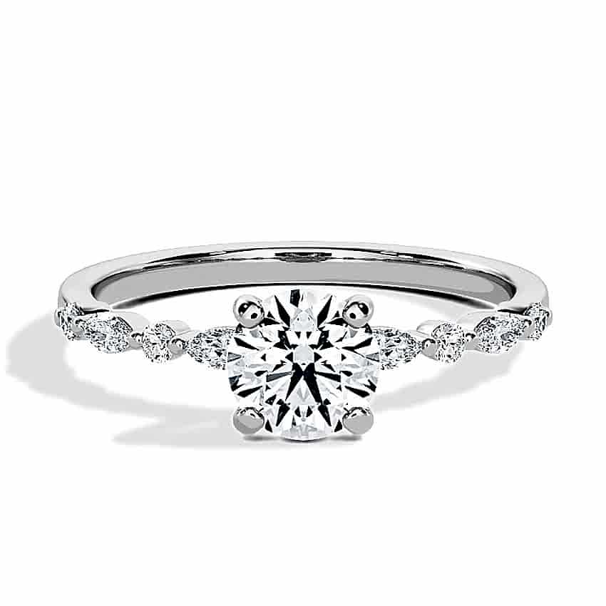 Engagement Ring White Gold - 0.54ct Diamonds - Model N°3018 Brilliant, Side-Stone