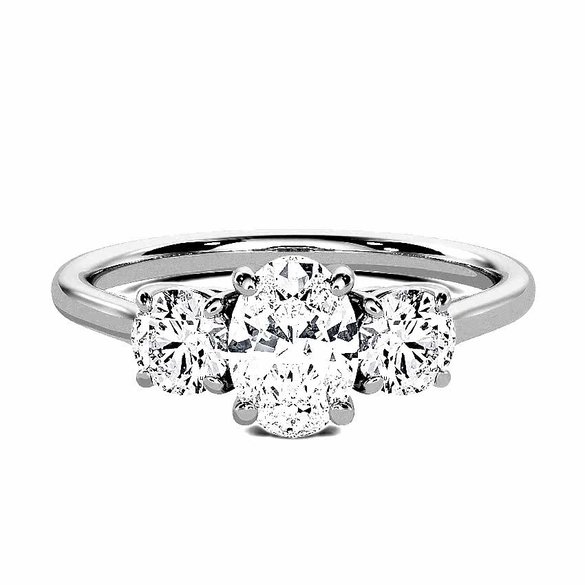 Engagement Ring Palladium - 0.50ct Diamonds - Model N°3305 Oval, 3-Stone