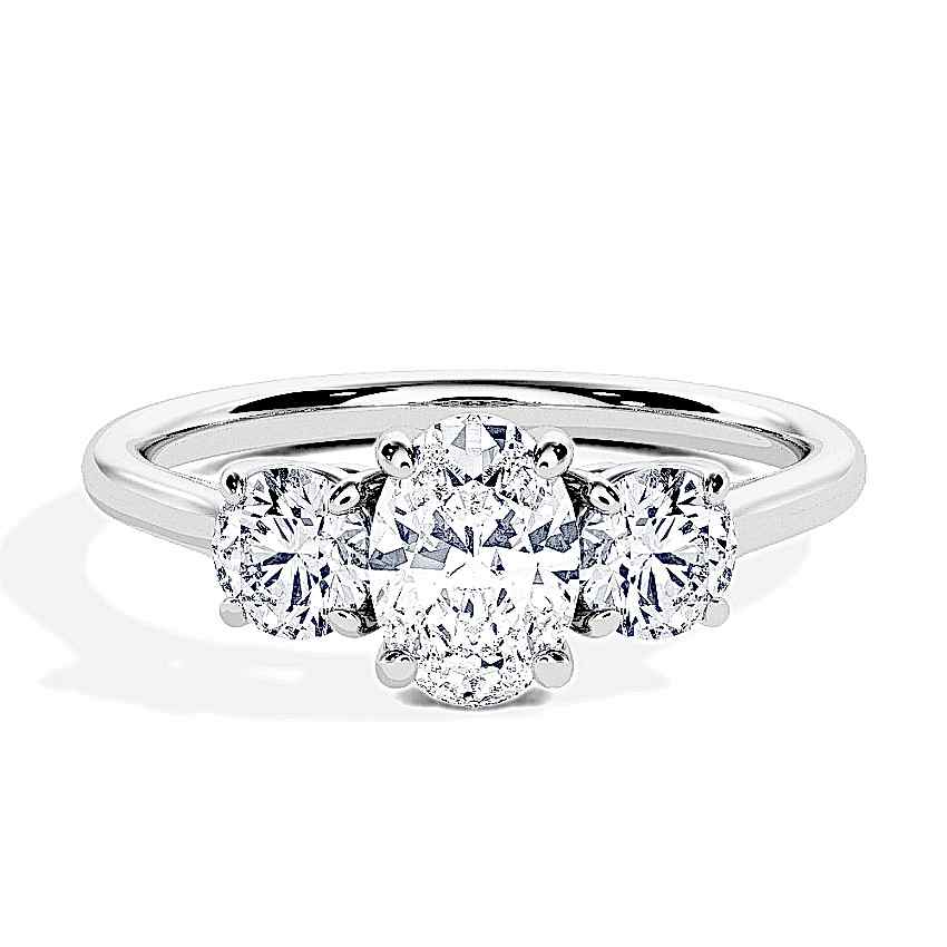 Engagement Ring White Gold - 0.50ct Diamonds - Model N°3305 Oval, 3-Stone