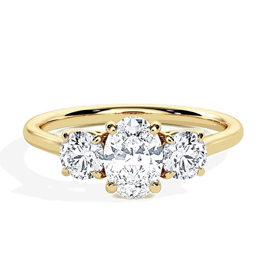 Engagement Ring Yellow Gold - 0.50ct Diamonds - Model N°3305 Oval, 3-Stone